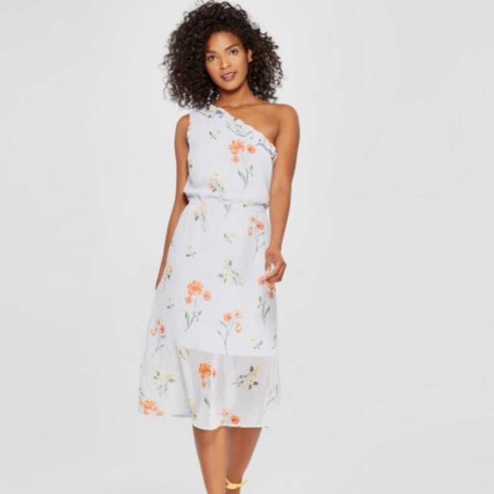 Light blue floral midi dress